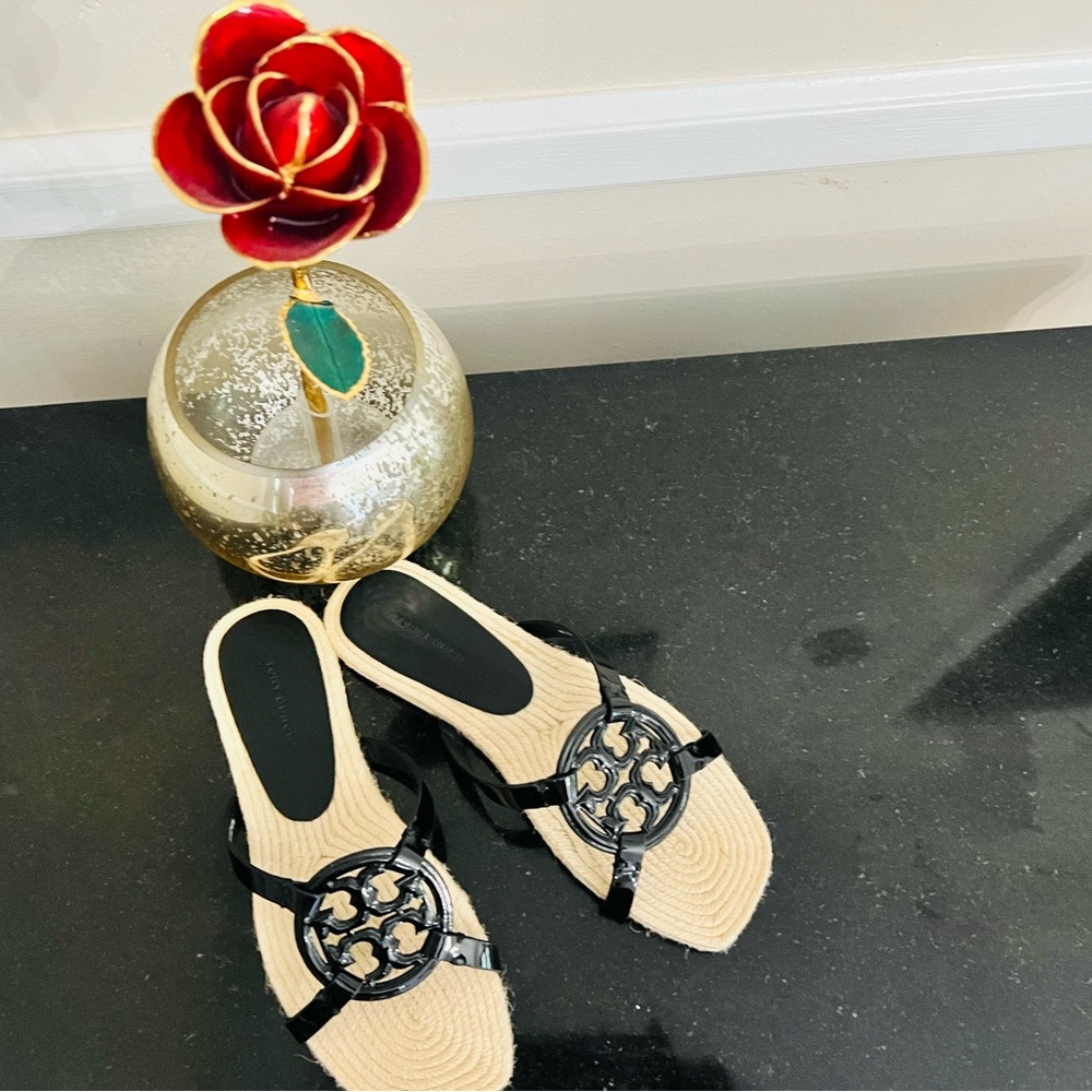 NEW Tory Burch Black Patent Espadrilles